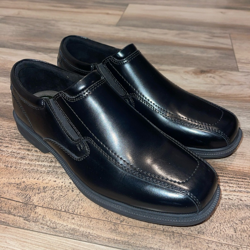 Nunn Bush Men's KORE PRO Slip On Dress Shoes Black 9.5 M Slip Resistant Comfort